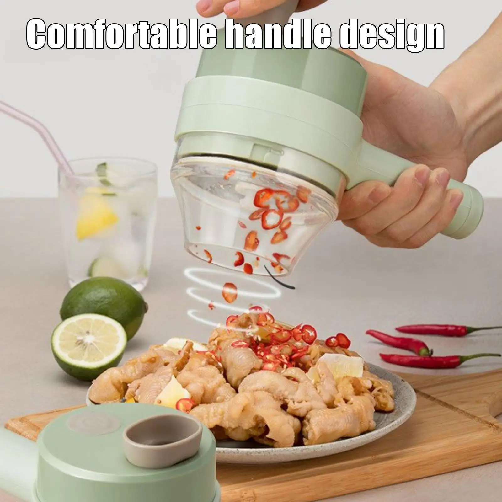 4 In 1 Handheld Electric Vegetable Cutter Durable Chili Charging Masher New Vegetable Ginger Machine USB Tool Kitchen Crush A2X1
4 In 1 Handheld Electric Vegetable Cutter Durable Chili Charging Masher New Vegetable Ginger Machine USB Tool Kitchen Crush A2X1