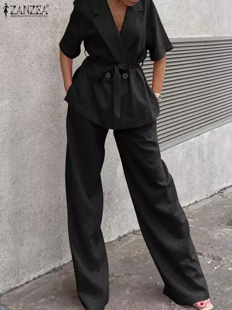 Elegant Office Trouser Suits ZANZEA 2PCS Women Summer Casual Wide Leg Pant Sets Laple Neck Short Sleeve Blazer Top Matching Sets
Elegant Office Trouser Suits ZANZEA 2PCS Women Summer Casual Wide Leg Pant Sets Laple Neck Short Sleeve Blazer Top Matching Sets