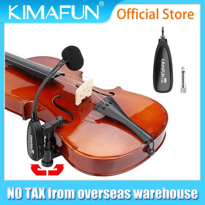 

Беспроводной микрофон для скрипки KIMAFUN 2,4G, профессиональный музыкальный конденсаторный микрофон с гусиной шеей для выступлений на сцене