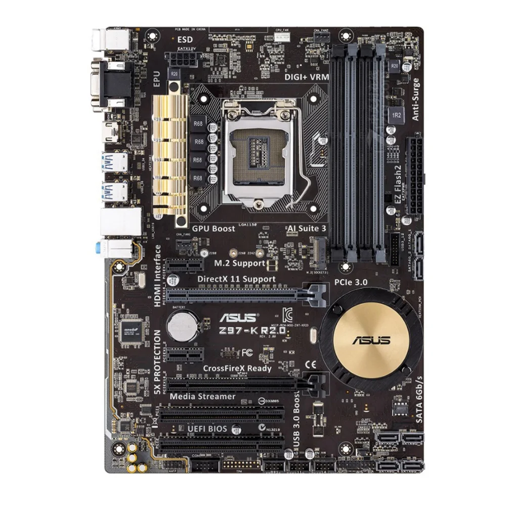 Материнская плата LGA 1150 Asus Z97-K R2.0 i3 i5 i7 CPU 32 ГБ DDR3 PCI-E 3 0 M.2 VGA CrossFireX Desktop Intel Z97 ATX |