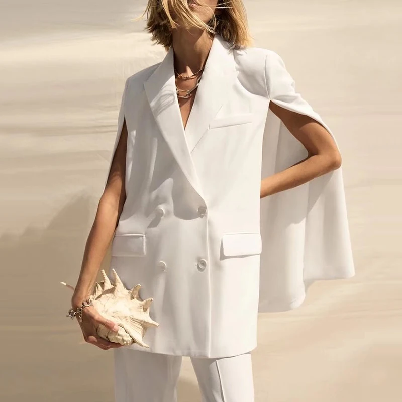 Spring 2022 Women Pocket Decoration Cape White Blazer Coat Notched Collar Double Breasted Casual Jacket Female Streetwear Tops
Spring 2022 Women Pocket Decoration Cape White Blazer Coat Notched Collar Double Breasted Casual Jacket Female Streetwear Tops