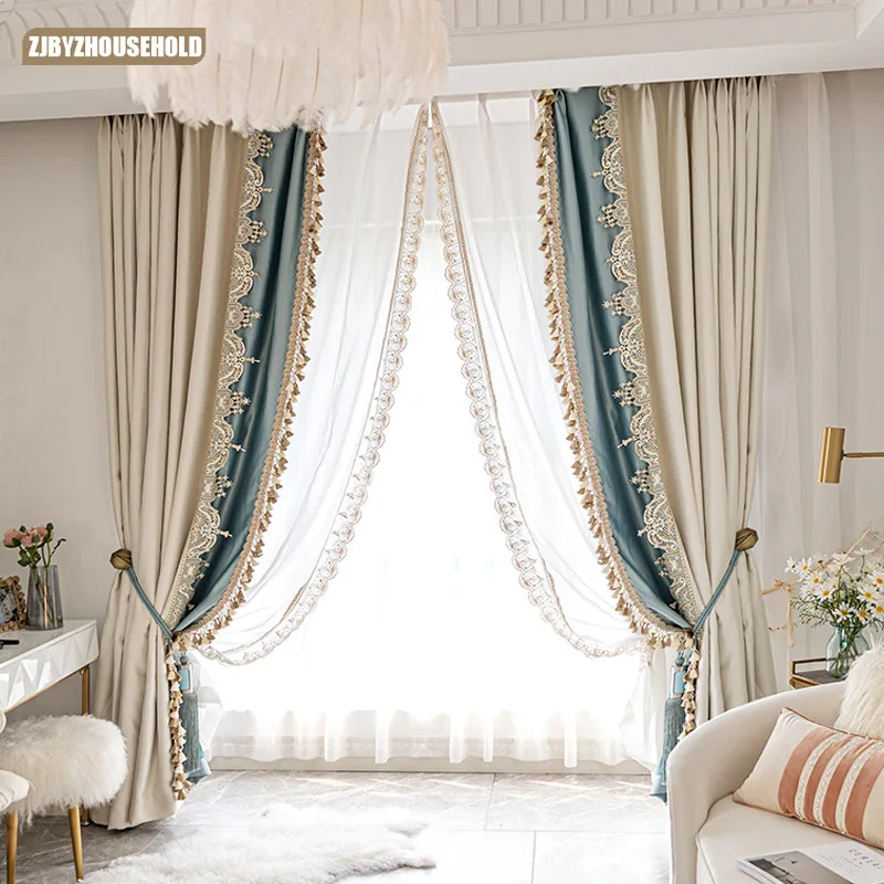 French Luxury Imitation Luster American Luxury Curtains for Living Room Bedroom Stitching Lace Curtains Blackout Curtains
French Luxury Imitation Luster American Luxury Curtains for Living Room Bedroom Stitching Lace Curtains Blackout Curtains