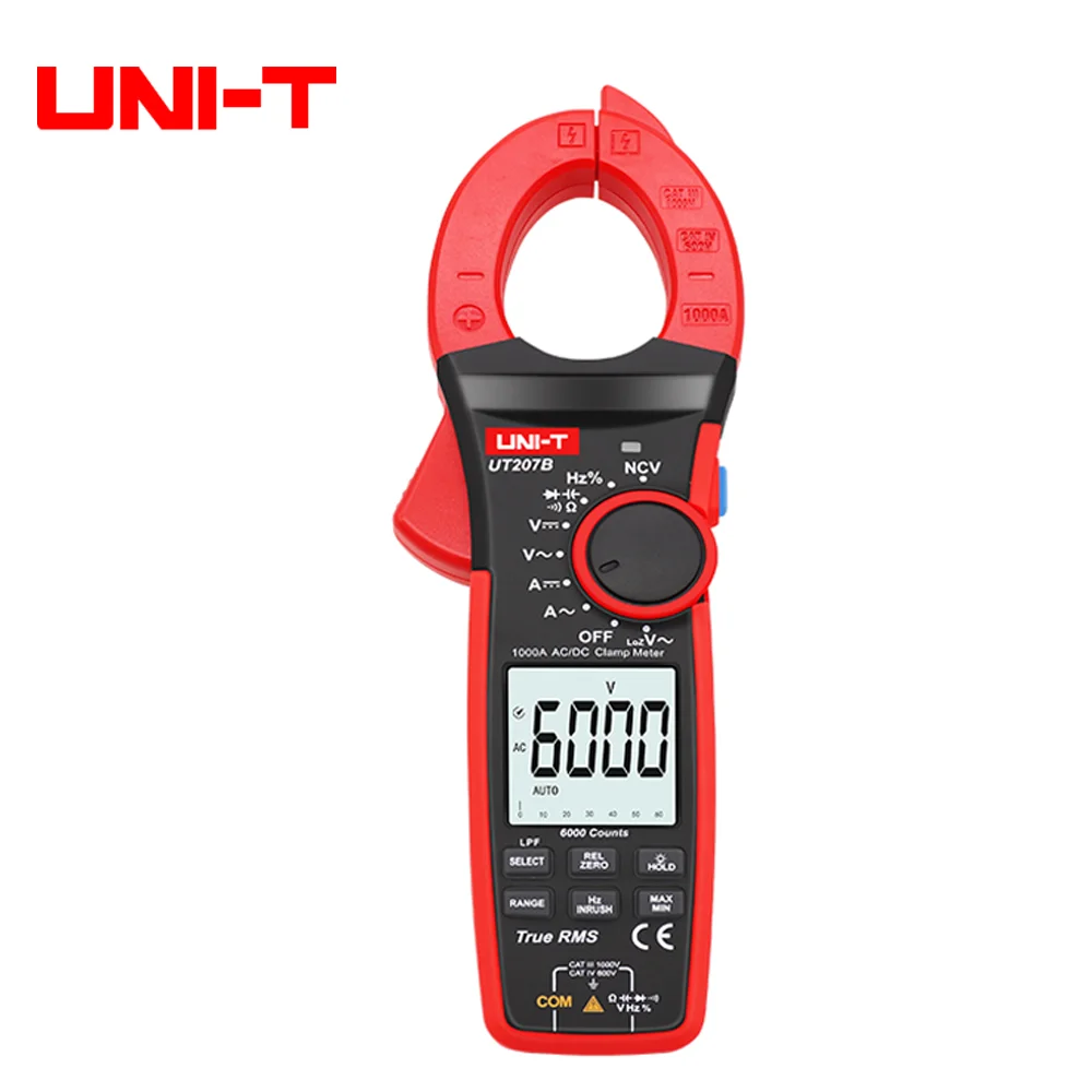 

UNI-T UT207B Digital AC DC Current Clamp Meter Multimeter True RMS 1000A Auto Range Voltmeter Resistance Tester 6000 Counts