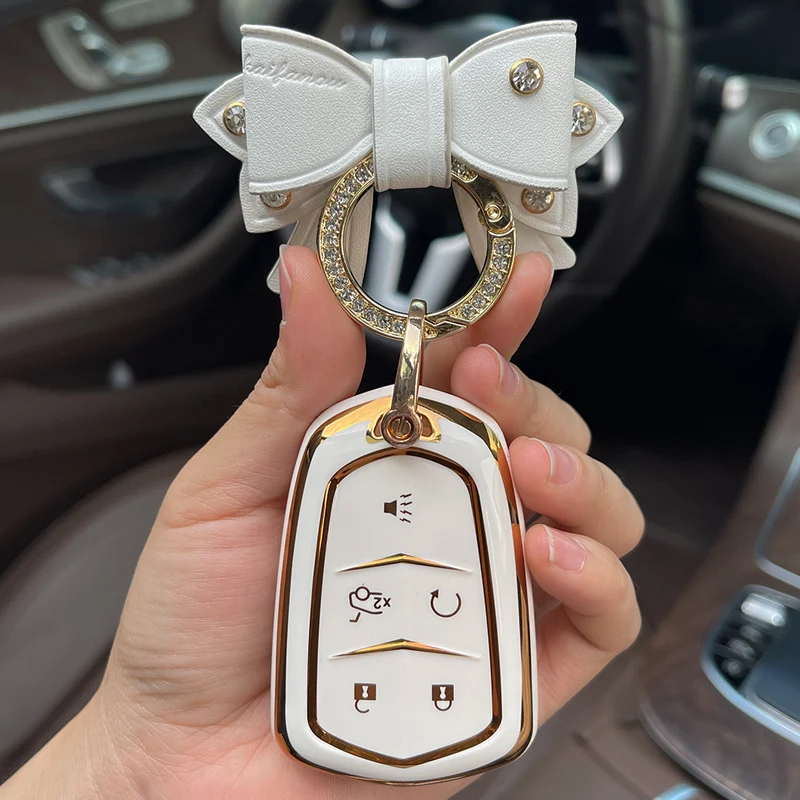 Leather Bow Keyring Car Key Case Cover For Cadillac XT5 28E SRX CT6 CTS XT4 XT6 ATS-L XTS CT6 Plug In 30e LYRIQ CT5 CT4 Shell
Leather Bow Keyring Car Key Case Cover For Cadillac XT5 28E SRX CT6 CTS XT4 XT6 ATS-L XTS CT6 Plug In 30e LYRIQ CT5 CT4 Shell