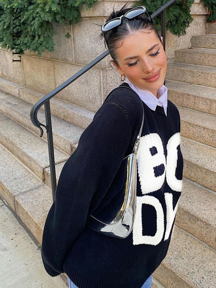 2023 Autumn Winter Fashion Sweater Loose Letter Print Long Sleeve Knit Sweaters Female O-neck Warm Soft Knitted Pullovers Woman
2023 Autumn Winter Fashion Sweater Loose Letter Print Long Sleeve Knit Sweaters Female O-neck Warm Soft Knitted Pullovers Woman