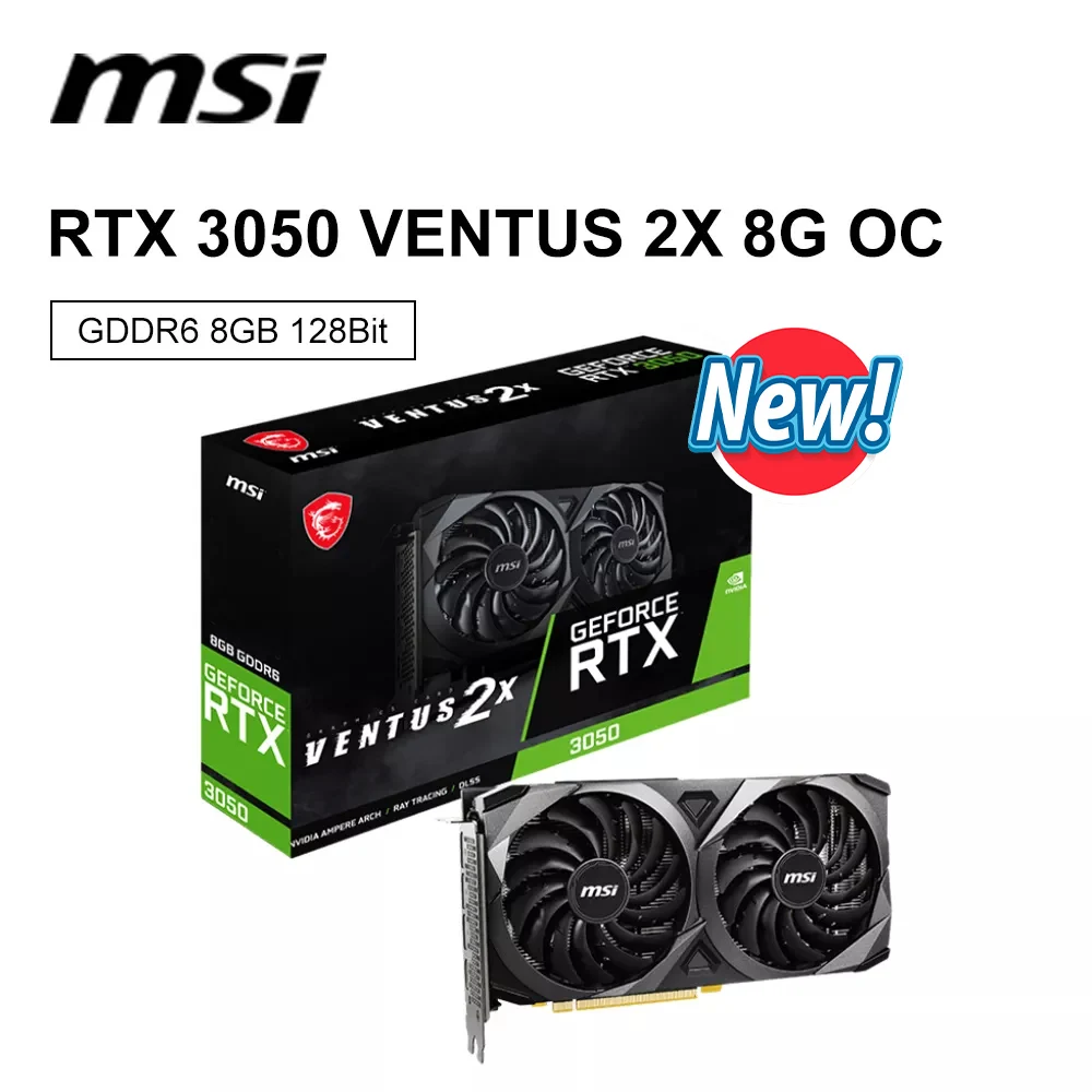 MSI New Graphic Card RTX 3050 VENTUS 2X 8G OC RTX3050 14000MHz 128Bit Video Card Support AMD Intel Desktop CPU placa de vídeo
MSI New Graphic Card RTX 3050 VENTUS 2X 8G OC RTX3050 14000MHz 128Bit Video Card Support AMD Intel Desktop CPU placa de vídeo