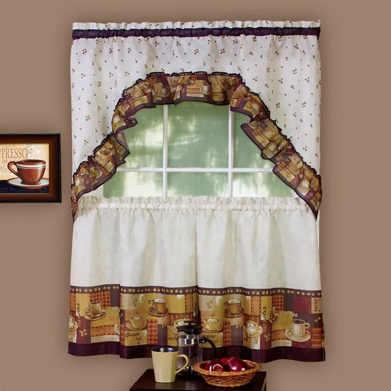 Curtain and Swag Set, Coffee 
Curtain and Swag Set, Coffee