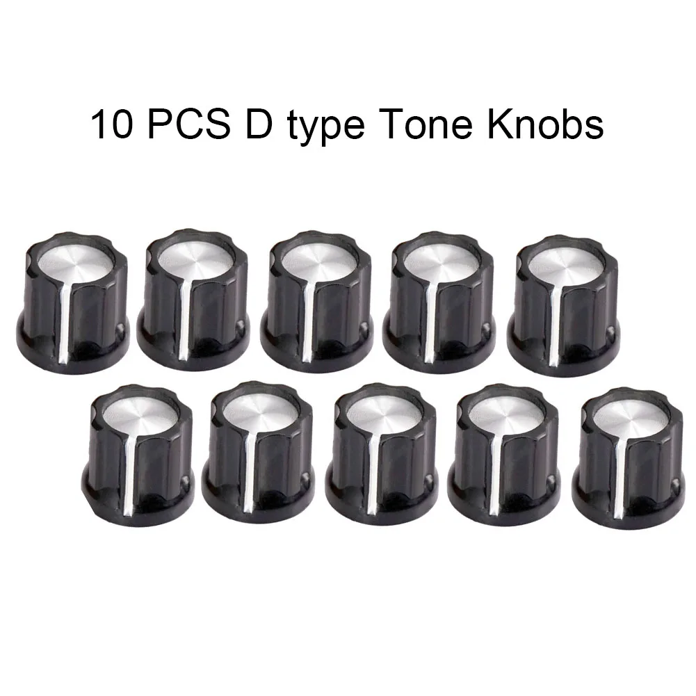 10pcs Guitar Tone Knobs 6mm Shaft Hole Bass Black 10x 12*4*2CM D Type For Electric Guitar Plastic+Aluminum Sheet
10pcs Guitar Tone Knobs 6mm Shaft Hole Bass Black 10x 12*4*2CM D Type For Electric Guitar Plastic+Aluminum Sheet