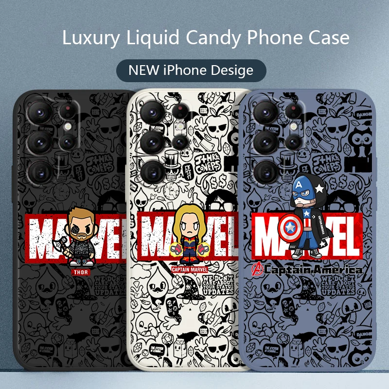 

Marvel Hero Cartoon Cute Case For Samsung Galaxy S22 S21 S20 S10 Note20 10 Ultra Plus Pro FE Lite Liquid Rope Phone Cover Coque