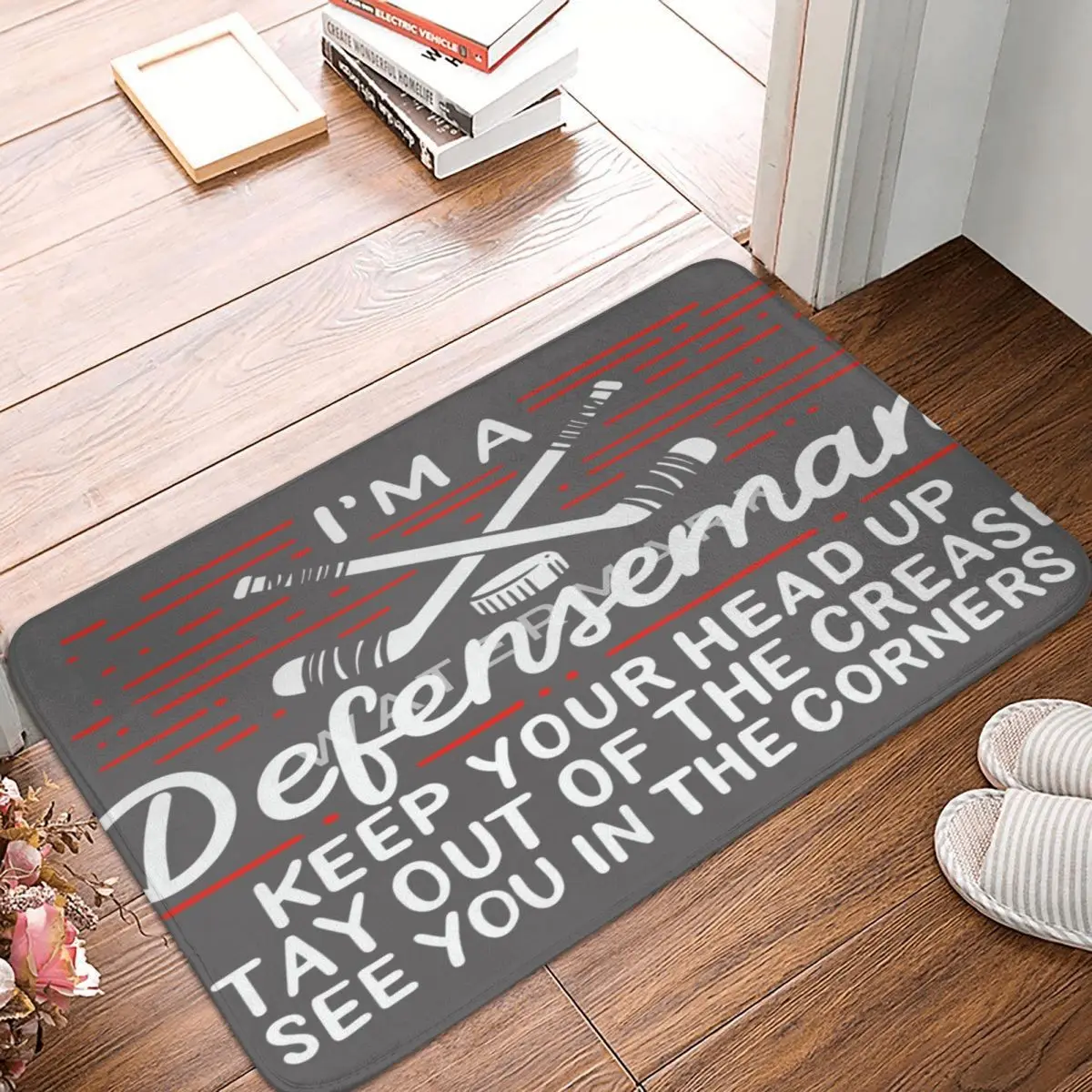 

HOCKEY I'm A Defenseman Carpet, Polyester Floor Mats Mats Personalized Doorway Everyday Festivle Gifts Mats Customizable