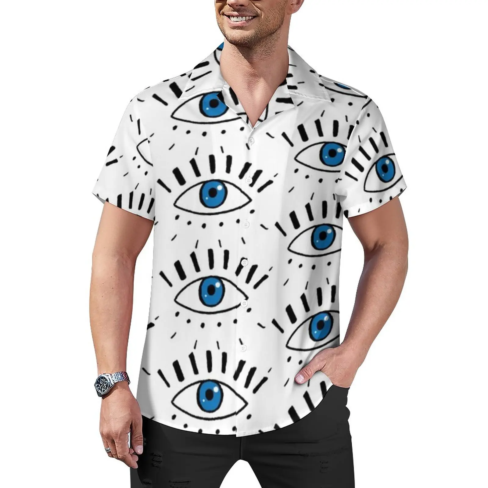 Dark Blue Eyes Loose Shirt Man Vacation Sketchy Eye Design Eyeball Casual Shirts Hawaiian Graphic Short Sleeve Oversize Blouses 
Dark Blue Eyes Loose Shirt Man Vacation Sketchy Eye Design Eyeball Casual Shirts Hawaiian Graphic Short Sleeve Oversize Blouses