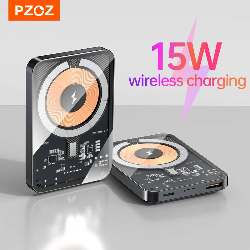 PZOZ 15W Transparent magnetic power bank 10000 mah wireless charger For iPhone 13 12 11 pro max xs charging 5000 mah power bank
PZOZ 15W Transparent magnetic power bank 10000 mah wireless charger For iPhone 13 12 11 pro max xs charging 5000 mah power bank