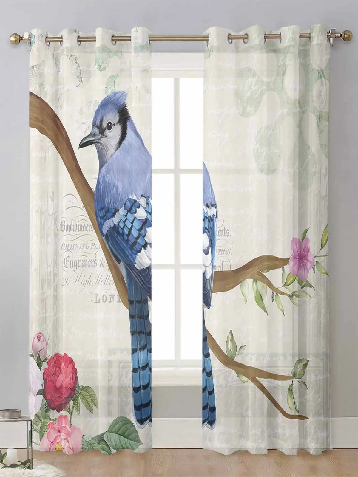 Vintage Flowers And Birds Sheer Curtains For Living Room Window Transparent Voile Tulle Curtain Cortinas Drapes Home Decor 
Vintage Flowers And Birds Sheer Curtains For Living Room Window Transparent Voile Tulle Curtain Cortinas Drapes Home Decor