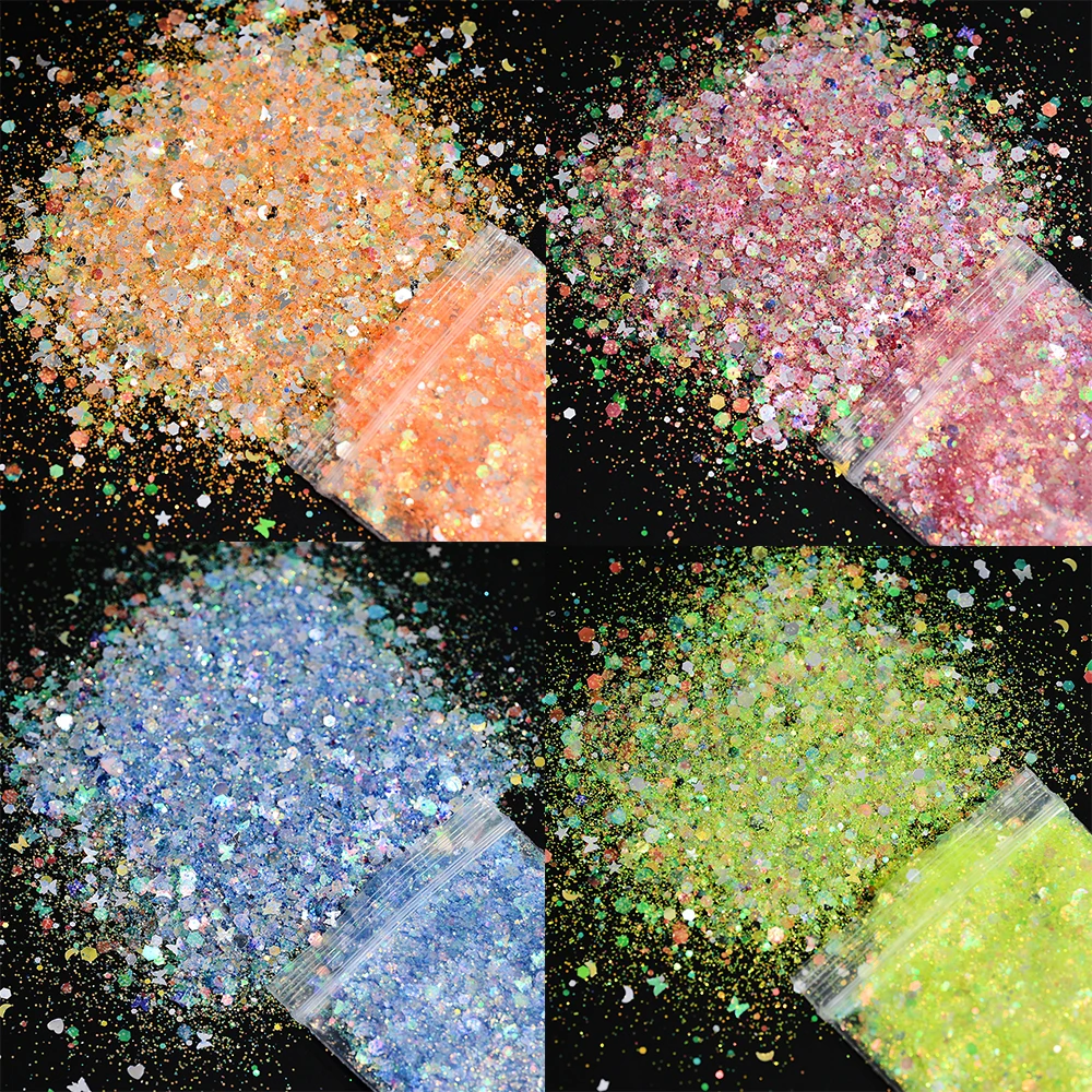10g Holographic Mixed Hexagon Chunky Glitter Epoxy Resin Filler Flakes Laser Sparkly Mermaid Sequins For Nail Art Decoration
10g Holographic Mixed Hexagon Chunky Glitter Epoxy Resin Filler Flakes Laser Sparkly Mermaid Sequins For Nail Art Decoration