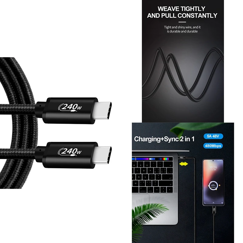 240W USB Type C Cable Power Line 480Mbps PD3.0 Fast Charging Cable 48V5A USB C Data Cable USB-C Typec Charger
240W USB Type C Cable Power Line 480Mbps PD3.0 Fast Charging Cable 48V5A USB C Data Cable USB-C Typec Charger