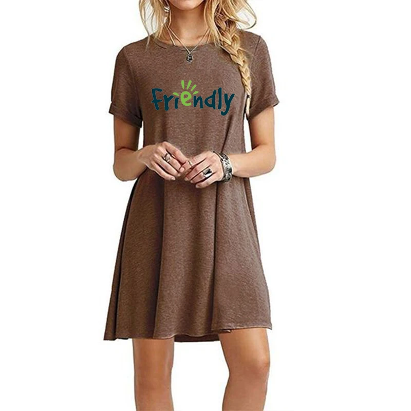 Friendly Print Dress for Women Round Neck T Shirt Dress Lady's Slim Knee-length Short Dress Casual Sexy Skirts for Shopping
Friendly Print Dress for Women Round Neck T Shirt Dress Lady's Slim Knee-length Short Dress Casual Sexy Skirts for Shopping