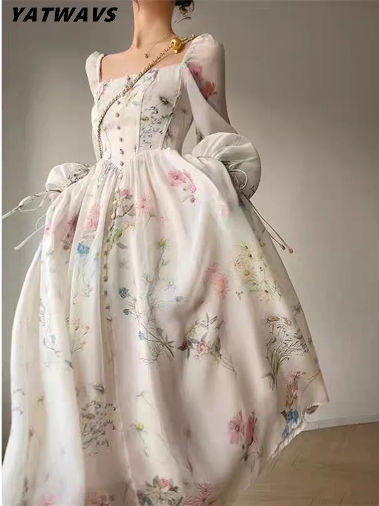2023 Summer French Elegant Floral Midi Dress Chiffon Long Sleeve Evening Party Dreses Women Beach Fairy One Piece Dress Korean
2023 Summer French Elegant Floral Midi Dress Chiffon Long Sleeve Evening Party Dreses Women Beach Fairy One Piece Dress Korean