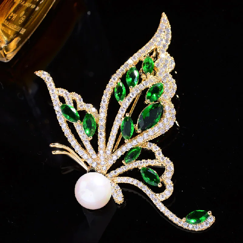Copper Inlaid Zircon Pearl Butterfly Brooch Elegant Temperament Pin Clothing Coat Coat Cardigan Knot Wedding Senior Brooch
Copper Inlaid Zircon Pearl Butterfly Brooch Elegant Temperament Pin Clothing Coat Coat Cardigan Knot Wedding Senior Brooch