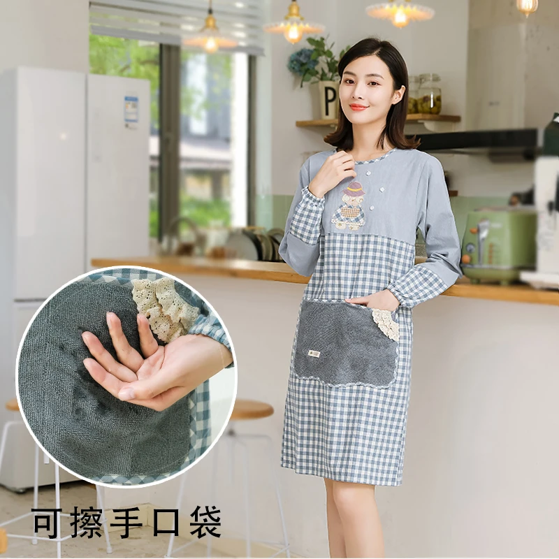 Apron kitchen household summer thin fashion can wipe hands waterproof and oil-proof cute Korean version of long-sleeved
Apron kitchen household summer thin fashion can wipe hands waterproof and oil-proof cute Korean version of long-sleeved