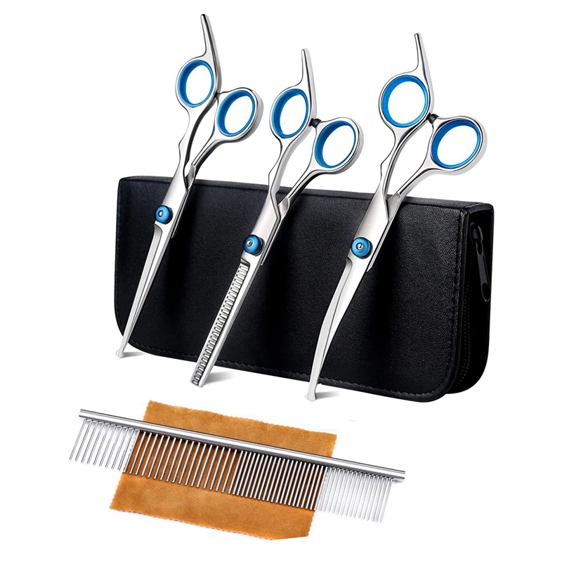 Dog Grooming Scissors Kit With Safety Round Tip Thinning Cutting Shears With Pet Grooming Comb For Dog Cat Hair Care
Dog Grooming Scissors Kit With Safety Round Tip Thinning Cutting Shears With Pet Grooming Comb For Dog Cat Hair Care