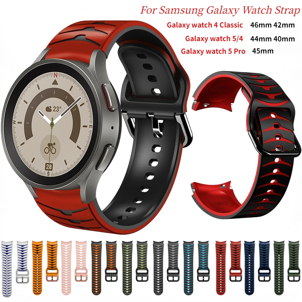 Two-color Silicone Strap For Samsung Galaxy Watch 5 Pro 45mm 5/4 44mm 40mm No Gap Bracelet for Samsung Watch 4 Classic 46mm 42mm
Two-color Silicone Strap For Samsung Galaxy Watch 5 Pro 45mm 5/4 44mm 40mm No Gap Bracelet for Samsung Watch 4 Classic 46mm 42mm