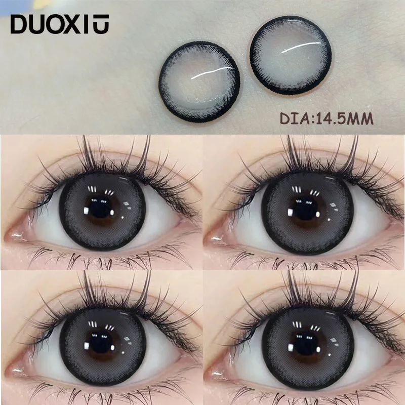 

DUOXIU 1Pair Color Contact Lens Pupils High Quality Myopic Black BrownEyes - 1 to- 8 Diopter Contact Lenses 1 Year Fast Shipping