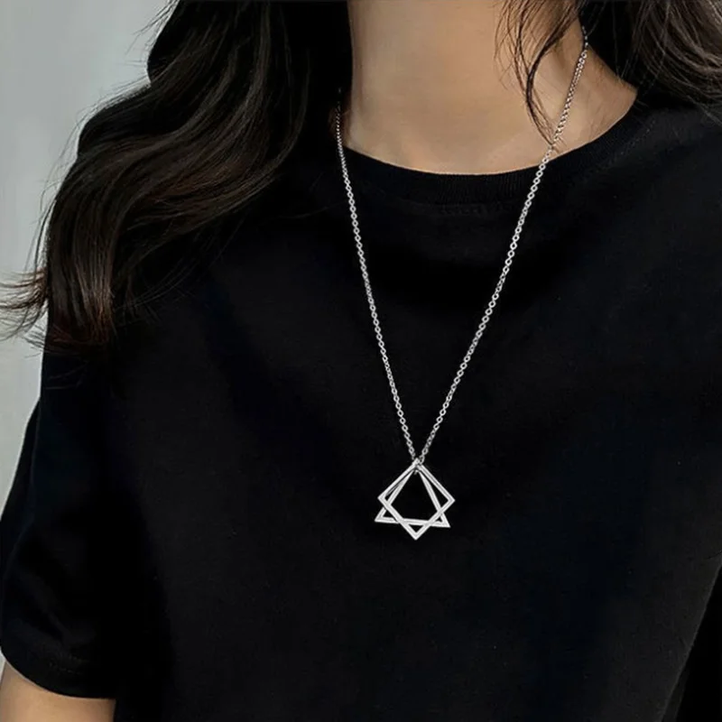 Silver Color Double Layer Triangle Overlay Square Titanium Steel No Fading Necklace For Women Jewelry
Silver Color Double Layer Triangle Overlay Square Titanium Steel No Fading Necklace For Women Jewelry