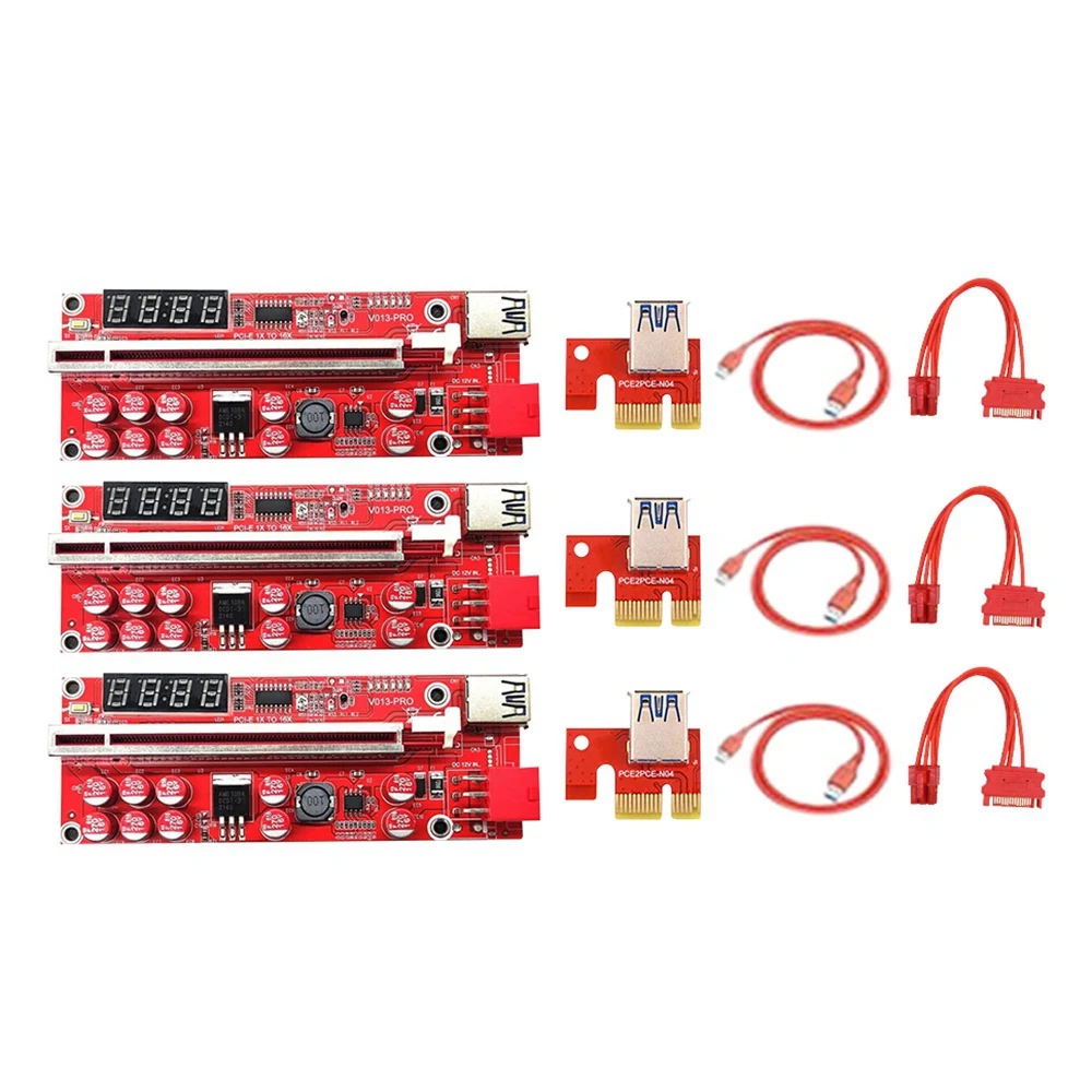 3Pcs V013 Pro Pcie Riser Card Pcie X1 to X16 Riser Graphics Card Extension Cable Temperature Control for Mining Miner
3Pcs V013 Pro Pcie Riser Card Pcie X1 to X16 Riser Graphics Card Extension Cable Temperature Control for Mining Miner