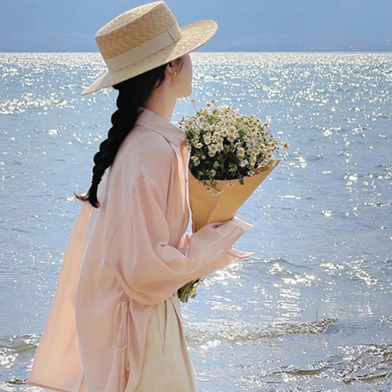 Белая Солнцезащитная рубашка пальто Женский Летний Тонкий Кардиган Топ с длинным рукавом 2023 модная женская одежда 
Белая Солнцезащитная рубашка пальто Женский Летний Тонкий Кардиган Топ с длинным рукавом 2023 модная женская одежда