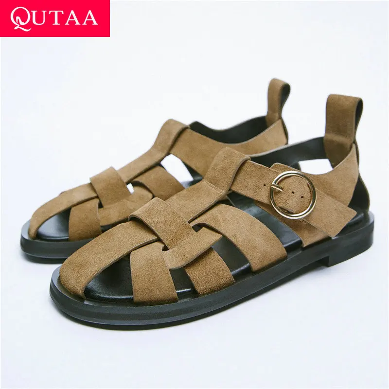 QUTAA Ins ZA/женские босоножки из натуральной кожи на плоской подошве; Летняя повседневная обувь с круглым носком; Женские сандалии-гладиаторы; Новинка; Женские сандалии; Размеры 34-43
QUTAA Ins ZA/женские босоножки из натуральной кожи на плоской подошве; Летняя повседневная обувь с круглым носком; Женские сандалии-гладиаторы; Новинка; Женские сандалии; Размеры 34-43