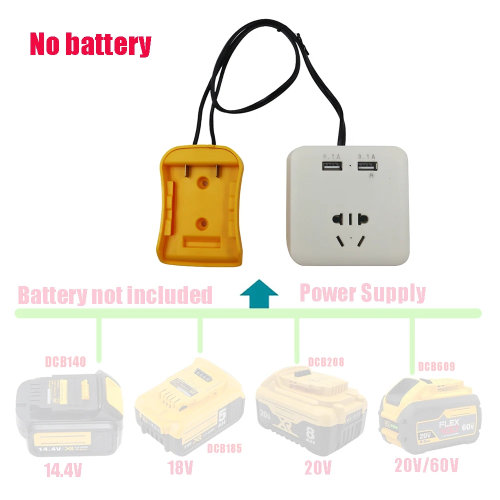 60W Power Inverter Modified Sine Wave DC to AC 220V USB Charger For Dewalt 14.4V 18V Li-ion Battery DCB140 DCB183 DCB206 DCB609
60W Power Inverter Modified Sine Wave DC to AC 220V USB Charger For Dewalt 14.4V 18V Li-ion Battery DCB140 DCB183 DCB206 DCB609