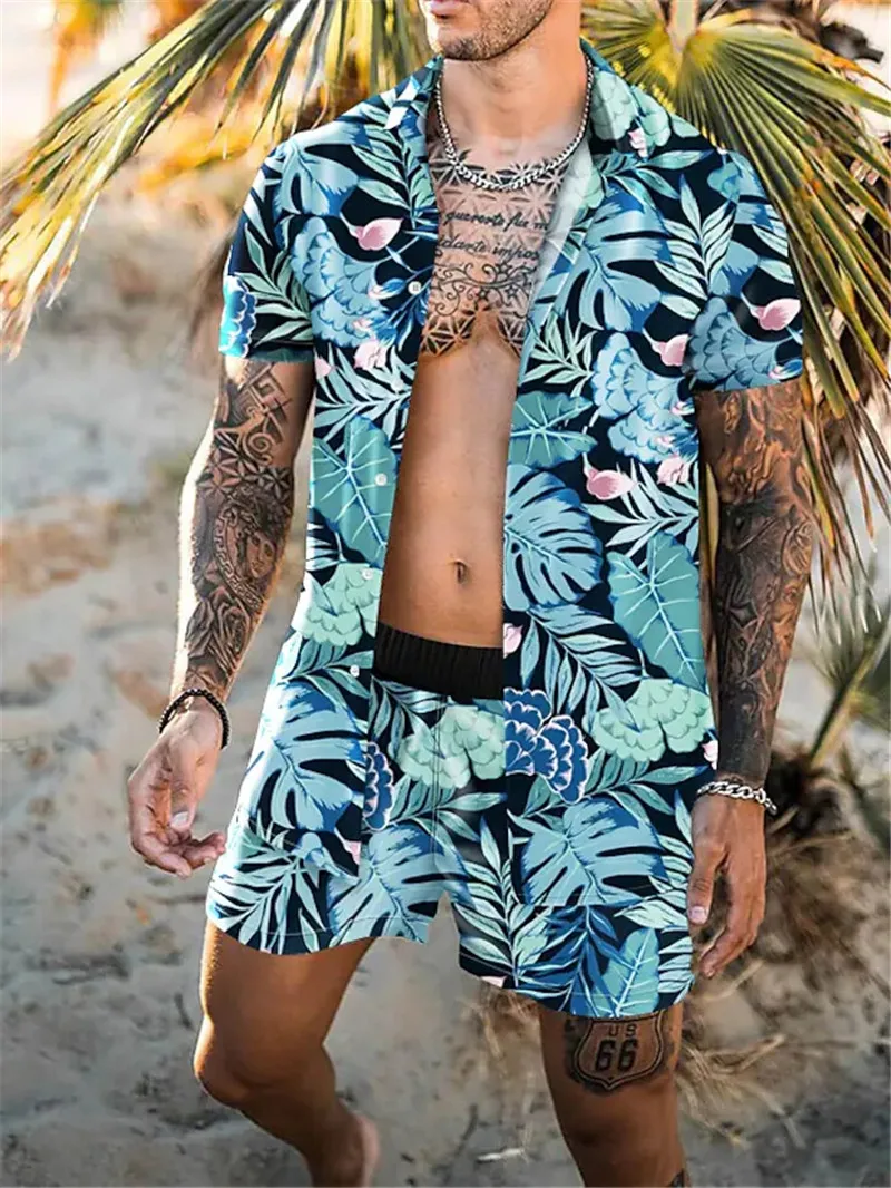 NEW Men Hawaiian Sets Printing 2021 Summer Short Sleeve Button Shirt Beach Shorts Streetwear Casual Mens Suit 2 Pieces
NEW Men Hawaiian Sets Printing 2021 Summer Short Sleeve Button Shirt Beach Shorts Streetwear Casual Mens Suit 2 Pieces