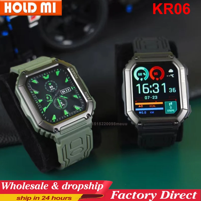 

KR06 Smart Watch Men 1.8 inch IPS HD Outdoor GPS Sports Track Bluetooth Call Music Play Weather Stopwatch Smartwatch Men