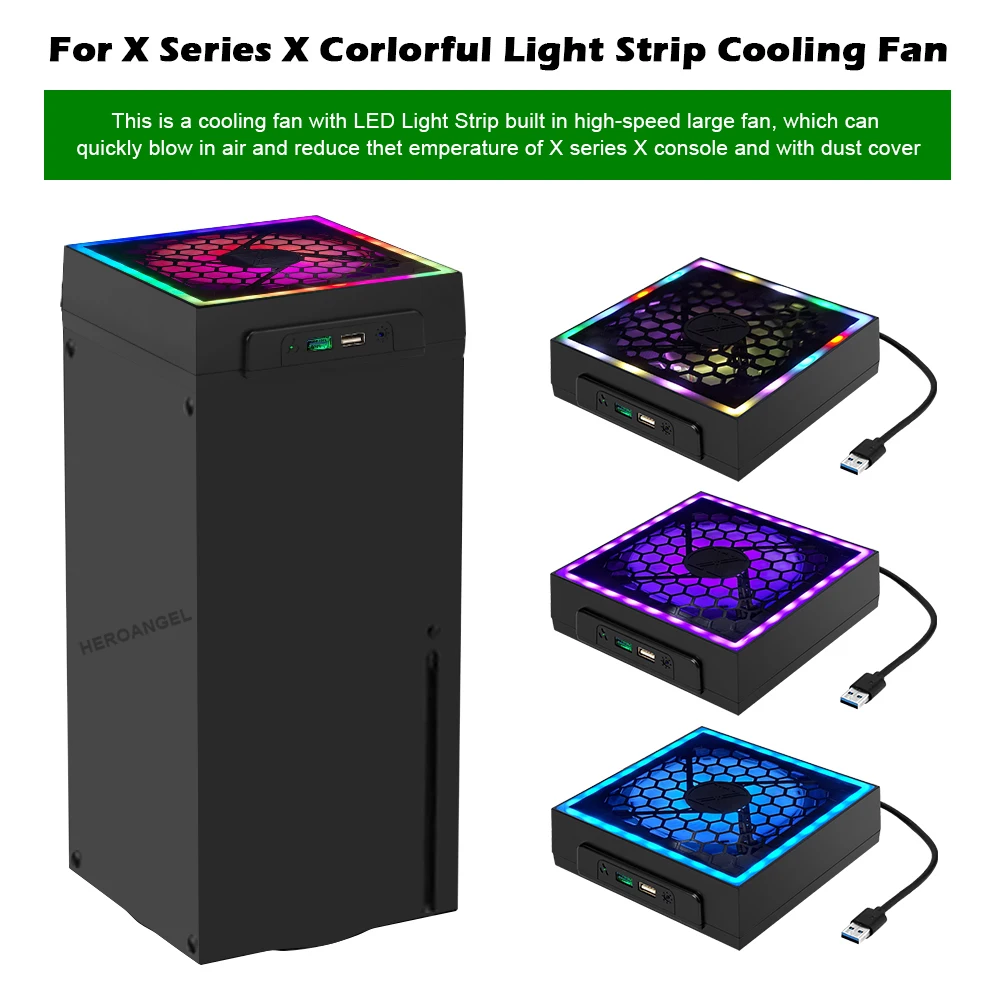 Colorful Light StrIp Cooling Fan With 2 USB Ports Cooler Fan Radiator LED For Xbox Series X Cooling Fan 7 Lighting Modes for XSX
Colorful Light StrIp Cooling Fan With 2 USB Ports Cooler Fan Radiator LED For Xbox Series X Cooling Fan 7 Lighting Modes for XSX