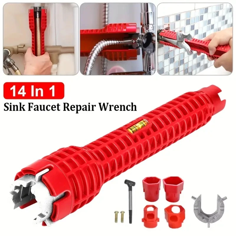 5/8/14 in 1 Multi-Functional Sink Faucet Repair Wrench Double Head Spanner Tool Installer Ratchet Wrench Bathroom Plumbing Tool
5/8/14 in 1 Multi-Functional Sink Faucet Repair Wrench Double Head Spanner Tool Installer Ratchet Wrench Bathroom Plumbing Tool