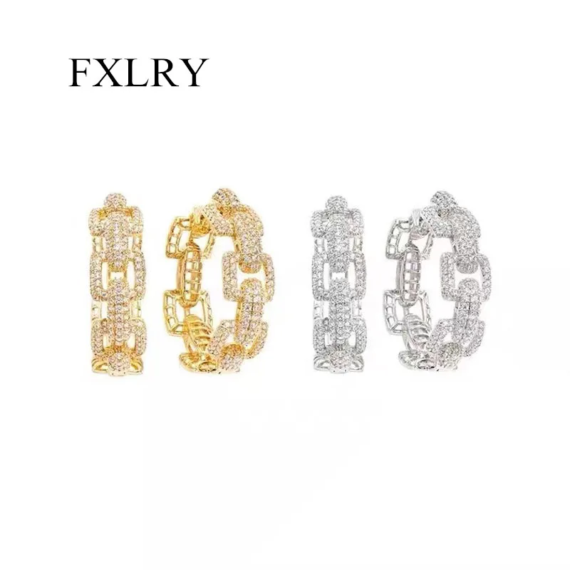 FXLRY High Quality Cubic Zirconia Golden Chain Hoop Earring For Women Wedding Jewelry 
FXLRY High Quality Cubic Zirconia Golden Chain Hoop Earring For Women Wedding Jewelry
