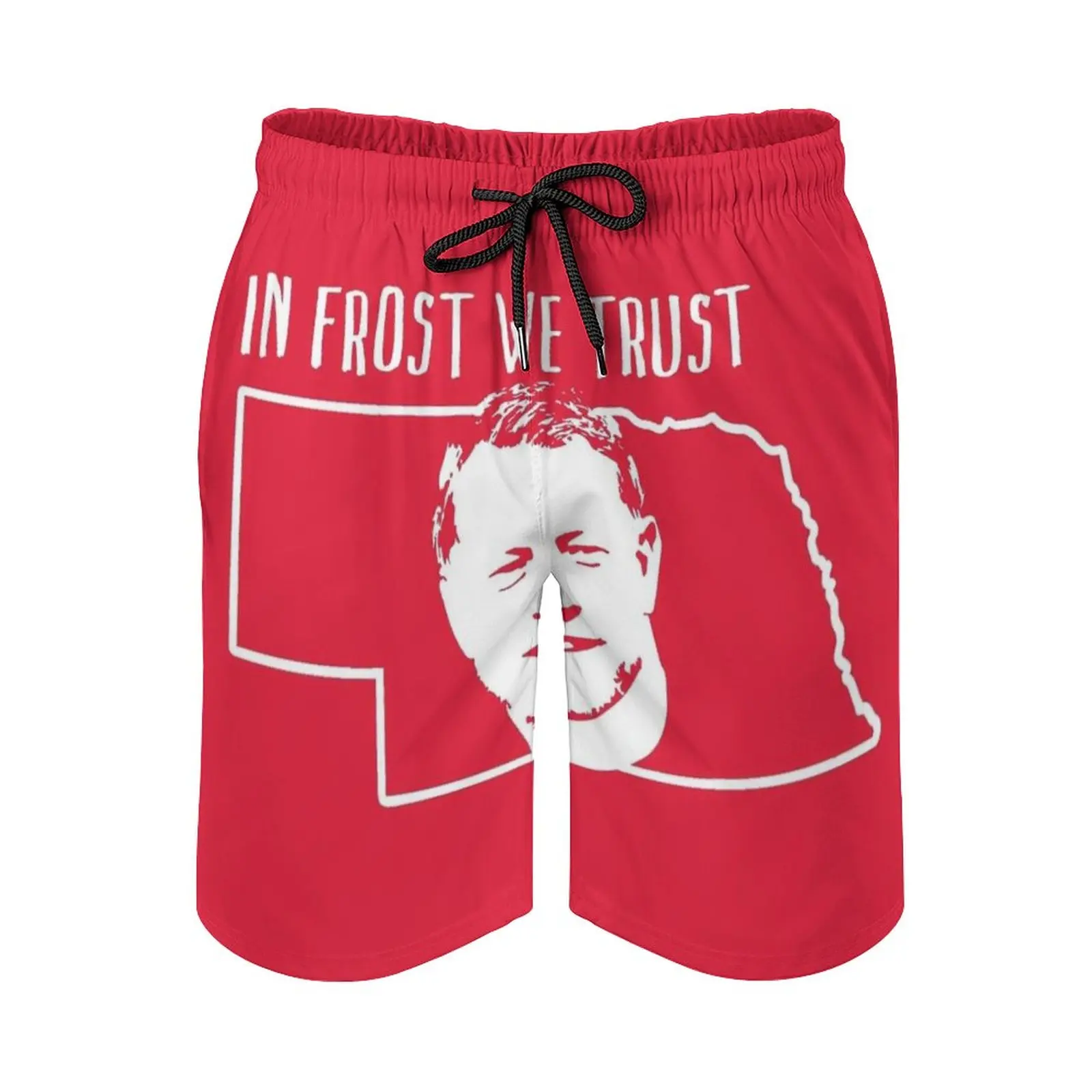 

In Frost We Trust Men'S Beach Shorts With Mesh Lining Surfing Pants Swim Trunks Nebraska Scott Frost Huskers Football Lincoln