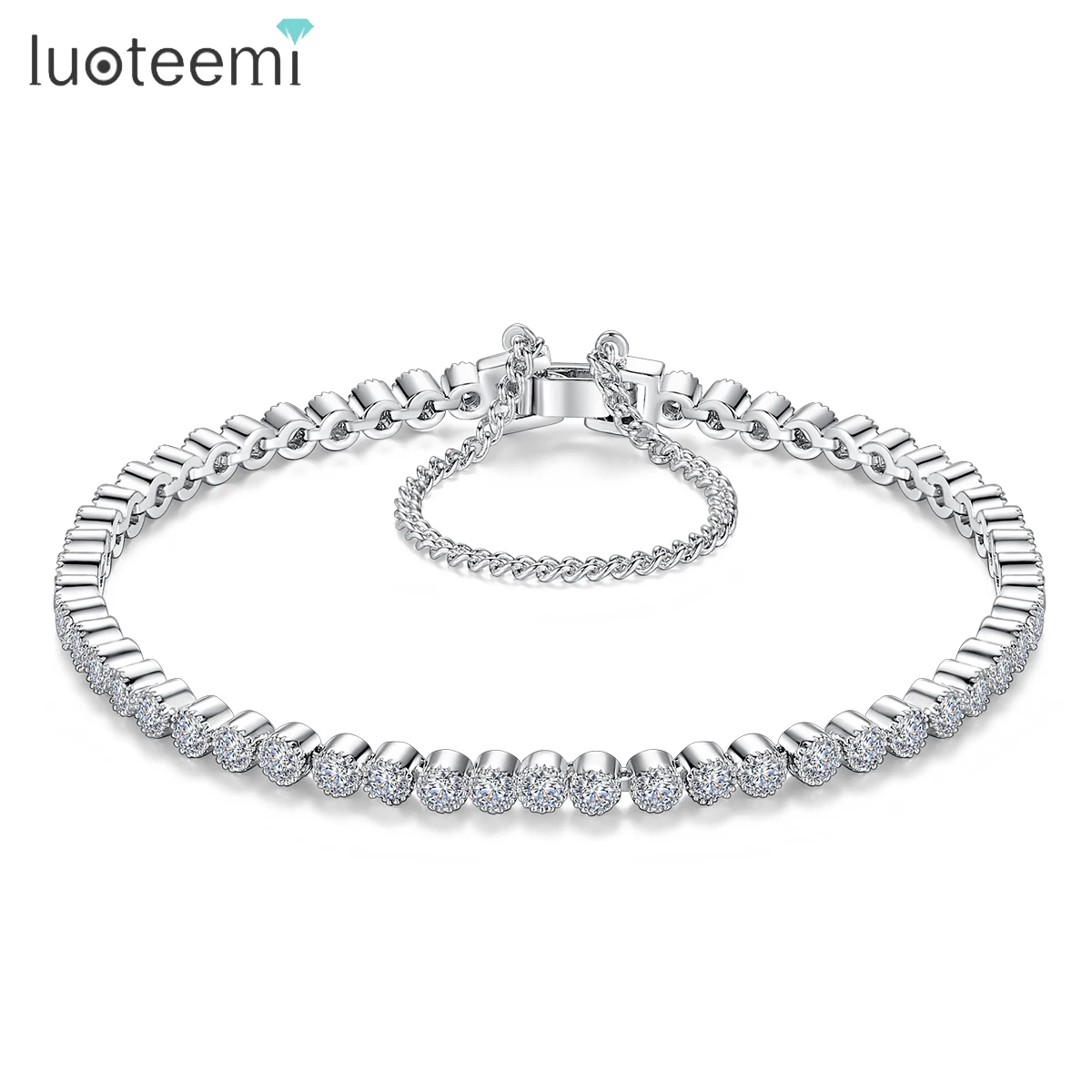 

LUOTEEMI Adjustable Extension Tennis Bracelet for Women 4MM Multiple Round Adjustable Bangles for Bridal Wedding Wholesale Gift
