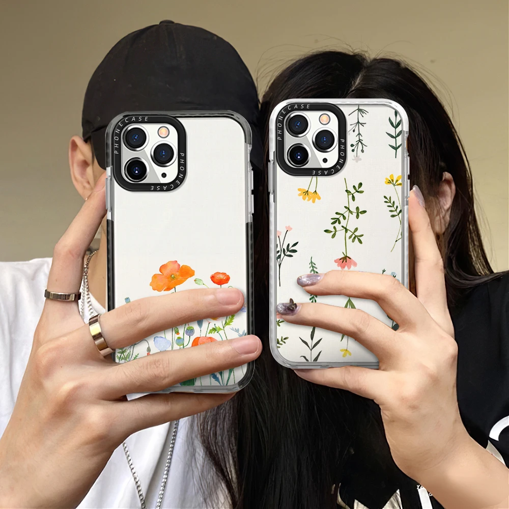 

Flowers and Plants Case for iPhone 14ProMax 14Plus 13Pro 12Pro 11 Pro Max Transparent Soft Cover for iPhone 14 13 12 11 Capinha