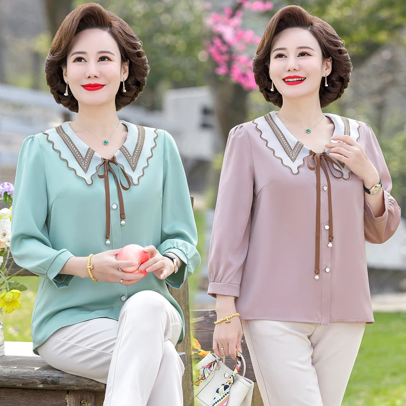 Spring Summer Women'S Clothing 40-50 Years Old Mother'S Chiffon Blouse Single Breasted Fashion Turndown Collar Women Shirt X143
Spring Summer Women'S Clothing 40-50 Years Old Mother'S Chiffon Blouse Single Breasted Fashion Turndown Collar Women Shirt X143