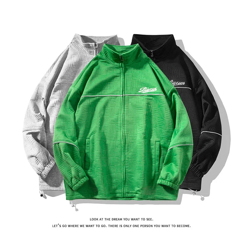 Spring Autumn Men Sports Korean Chic Jacket 2023 New Women Hip Hop Design Niche Waffle Varsity High Quality Zipper Coat
Spring Autumn Men Sports Korean Chic Jacket 2023 New Women Hip Hop Design Niche Waffle Varsity High Quality Zipper Coat