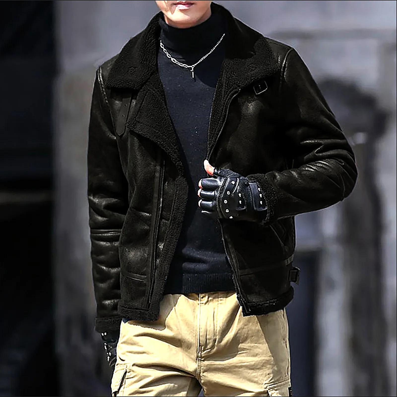 Men Winter Coat Lapel Collar Long Sleeve Padded Leather Jacket Vintage Thicken Coat Sheepskin Jacket Drift Coat
Men Winter Coat Lapel Collar Long Sleeve Padded Leather Jacket Vintage Thicken Coat Sheepskin Jacket Drift Coat