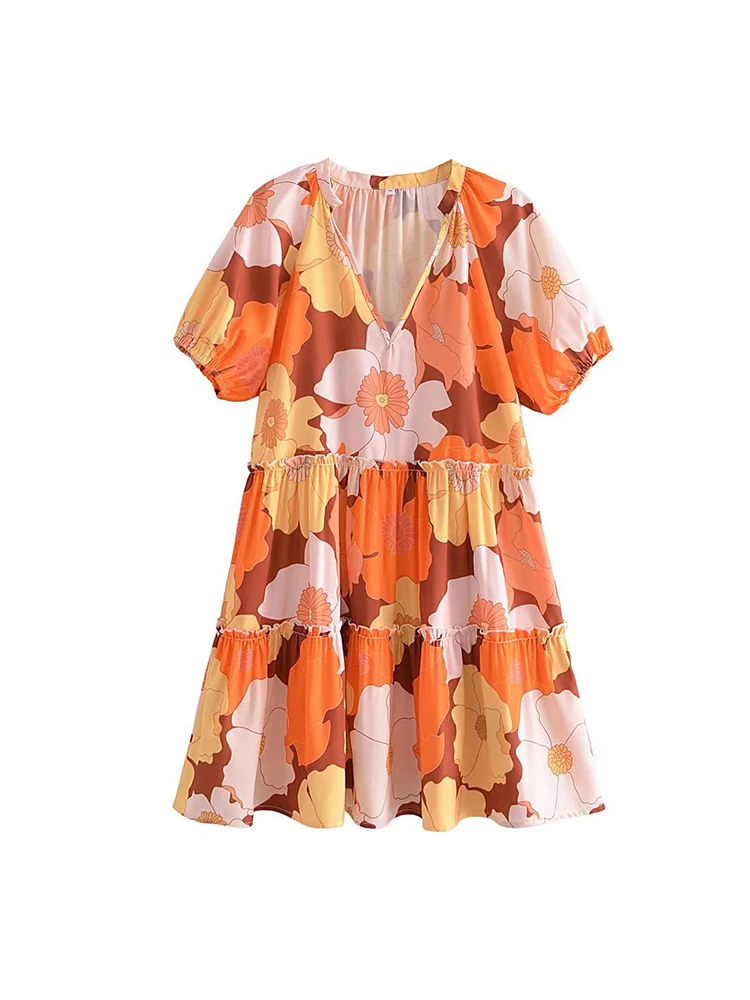 Summer Short Sleeve V-neck Floral Print Dress Women Loose Spliced A-line Dresses 2022 Holiday Beach Dress vestidos
Summer Short Sleeve V-neck Floral Print Dress Women Loose Spliced A-line Dresses 2022 Holiday Beach Dress vestidos