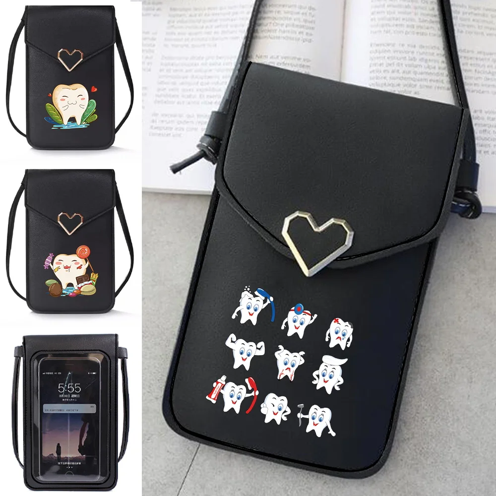 Women Crossbody Bag Touch Screen Mobile Phone Bags Pu Leather Wallets Small Cell Phone Storage Packet Teeth Print Shoulder Bag
Women Crossbody Bag Touch Screen Mobile Phone Bags Pu Leather Wallets Small Cell Phone Storage Packet Teeth Print Shoulder Bag