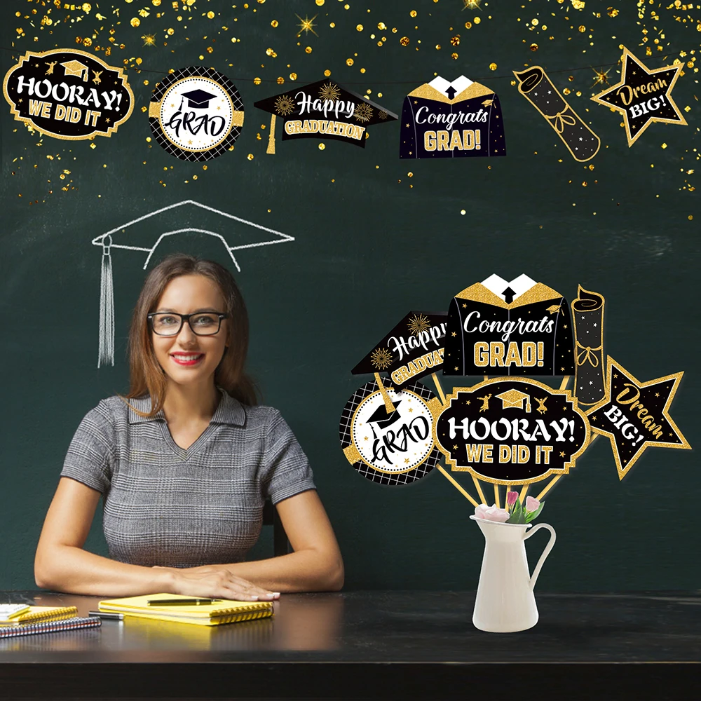 24pcs Student Gratuation Congrates Grad Cheers Birthday Party DIY Table Vase Photobooth Props School Party Decorating Supplies
24pcs Student Gratuation Congrates Grad Cheers Birthday Party DIY Table Vase Photobooth Props School Party Decorating Supplies