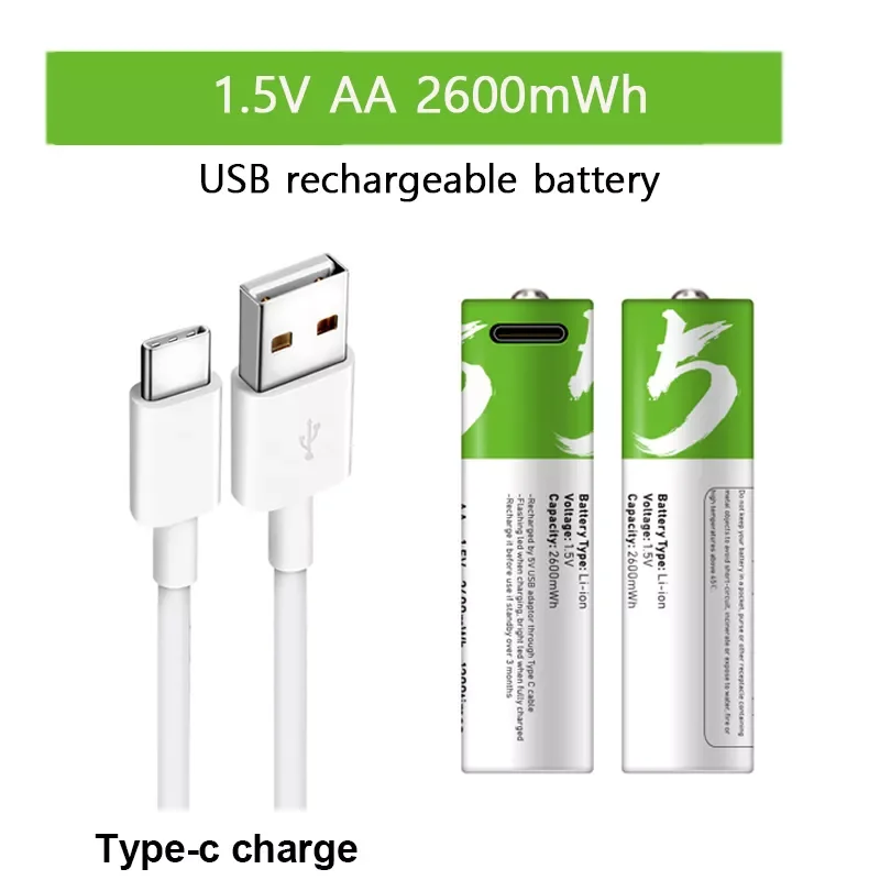 NEW2023 High capacity 1.5V AA 2600 mWh USB rechargeable li-ion battery for for mouse toy clock Remote control battery+Cable
NEW2023 High capacity 1.5V AA 2600 mWh USB rechargeable li-ion battery for for mouse toy clock Remote control battery+Cable