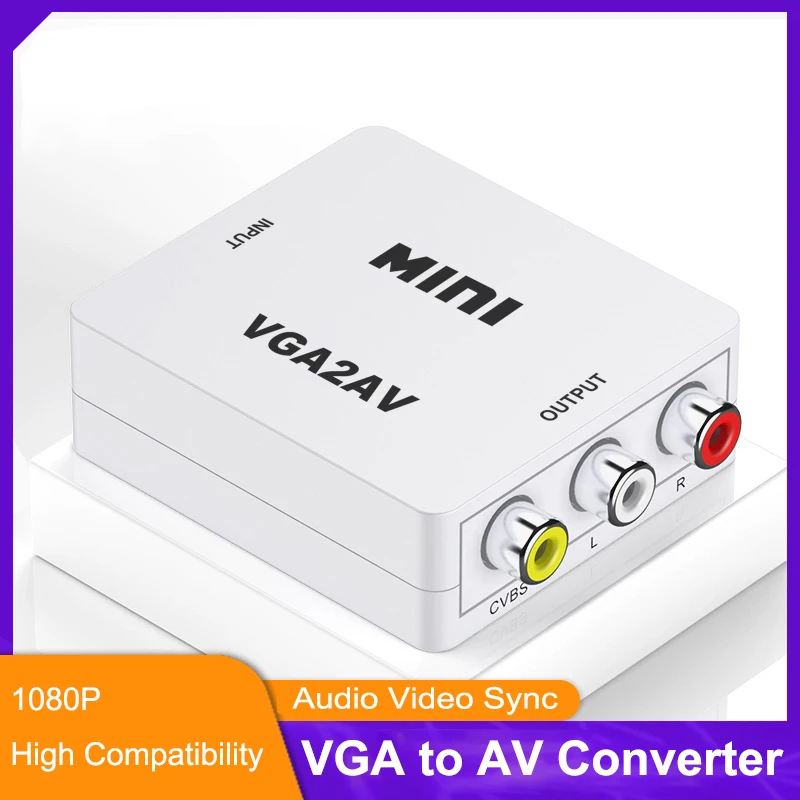 1080p Mini VGA To AV Converter Scaler Adapter with 3.5mm Audio VGA2AV Converter for Laptop PC Computer To TV Monitor Projector 
1080p Mini VGA To AV Converter Scaler Adapter with 3.5mm Audio VGA2AV Converter for Laptop PC Computer To TV Monitor Projector