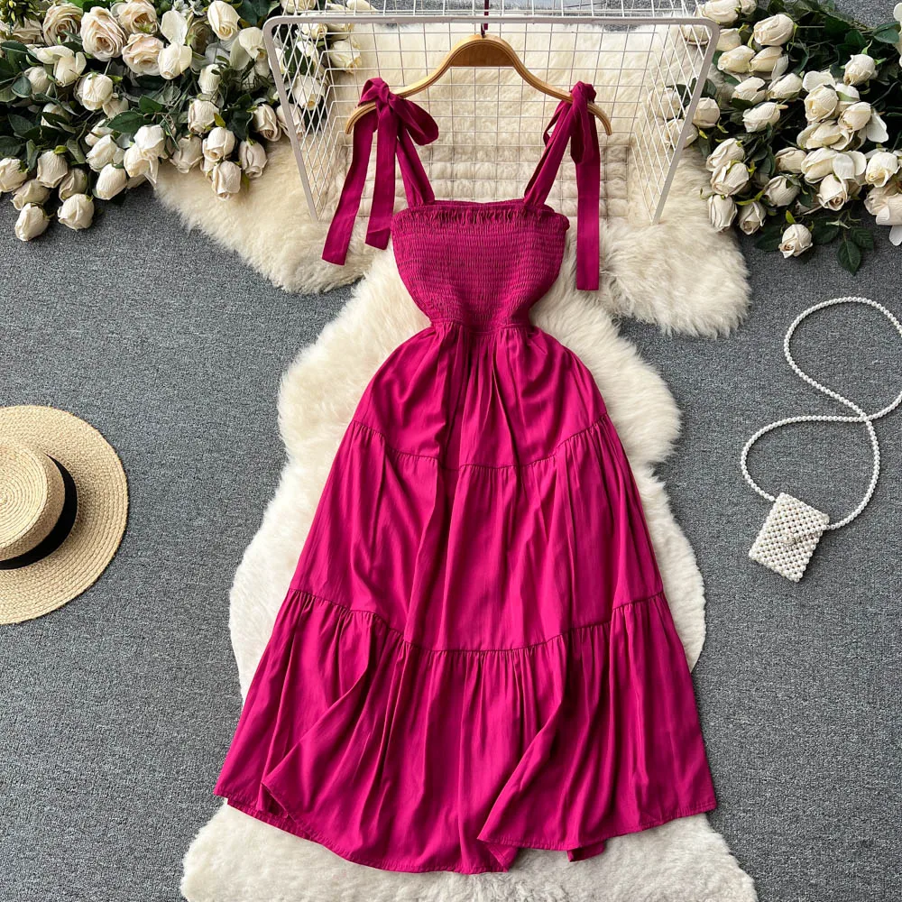 Summer Seaside Vacation Style Open Waist Long Dress with French Off Shoulder Bow Strap Dress
Summer Seaside Vacation Style Open Waist Long Dress with French Off Shoulder Bow Strap Dress