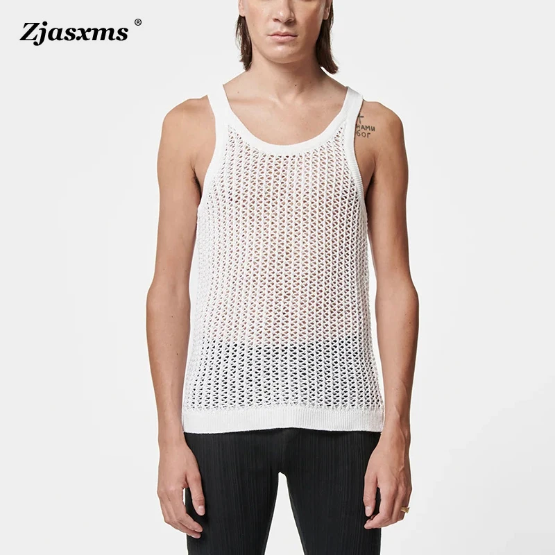 Майка мужская однотонная с вырезами и круглым вырезом, модная повседневная пикантная Облегающая рубашка без рукавов, уличная одежда, лето 2023 
Майка мужская однотонная с вырезами и круглым вырезом, модная повседневная пикантная Облегающая рубашка без рукавов, уличная одежда, лето 2023