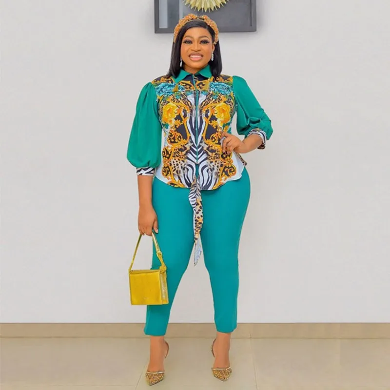 Chic African Suit Women's Printed Shirt Top Solid Color Leggings Fashion Matching Two Piece Set Spring Famous Suit 2022 New 5XL
Chic African Suit Women's Printed Shirt Top Solid Color Leggings Fashion Matching Two Piece Set Spring Famous Suit 2022 New 5XL
